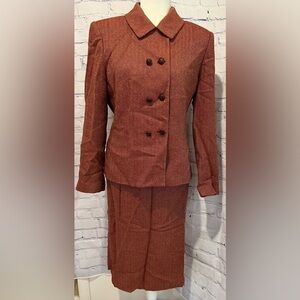 Kasper two piece double breasted wool blend suit, size 10